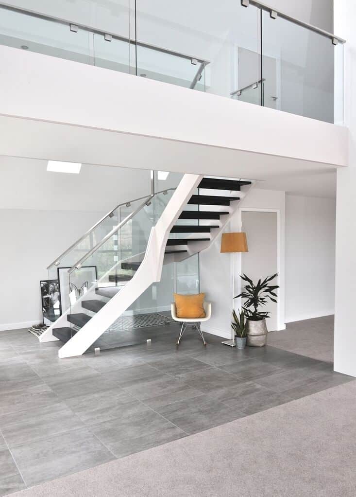 modern white staircase
