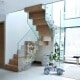 modern staircase with glass bannister