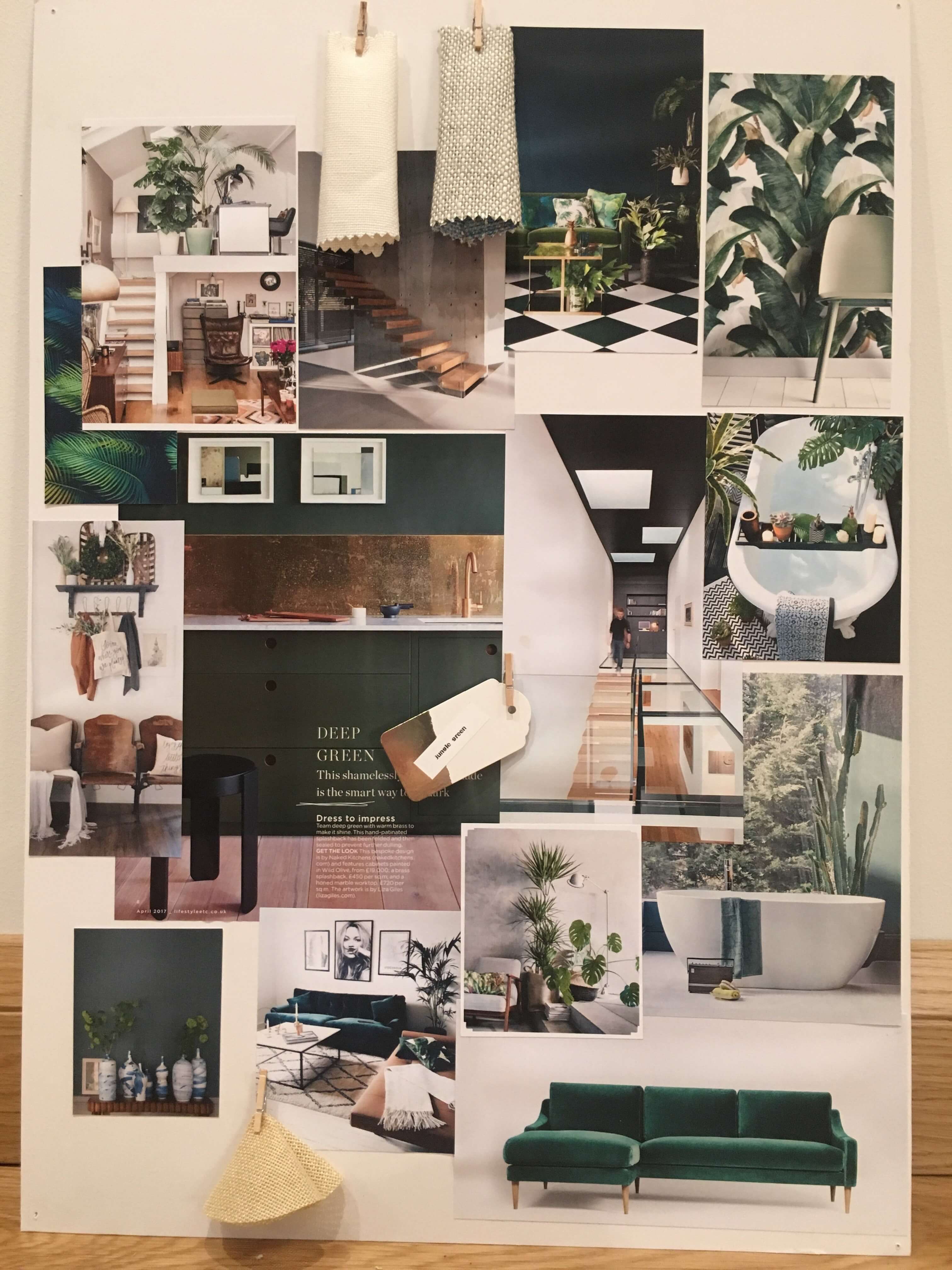 'Jungle Green' interior design mood board 