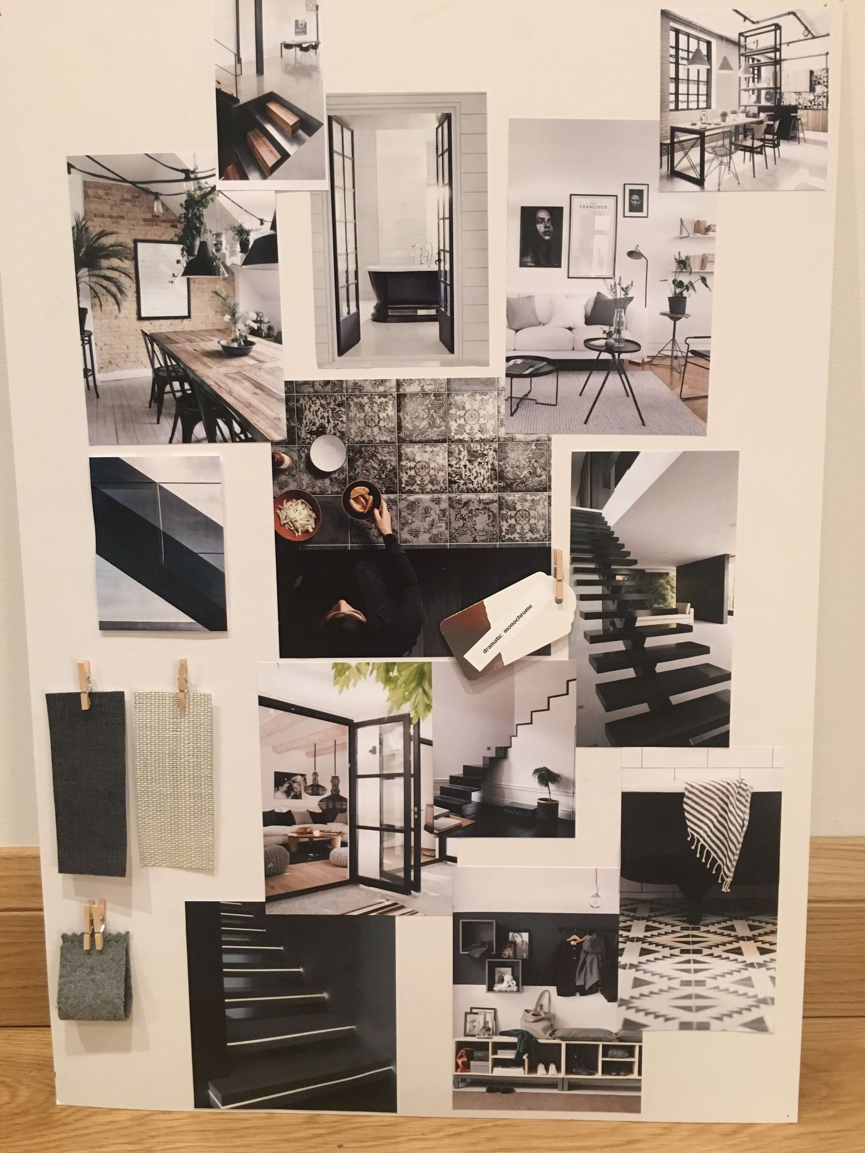 Monochrome interior inspired spring mood board