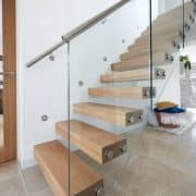 metal handrail floating staircase