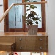 plant on floating stairs