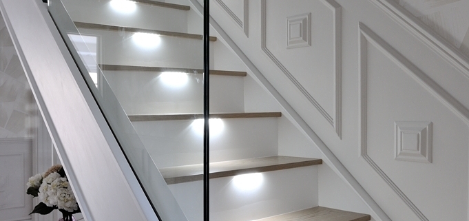white glass staircases